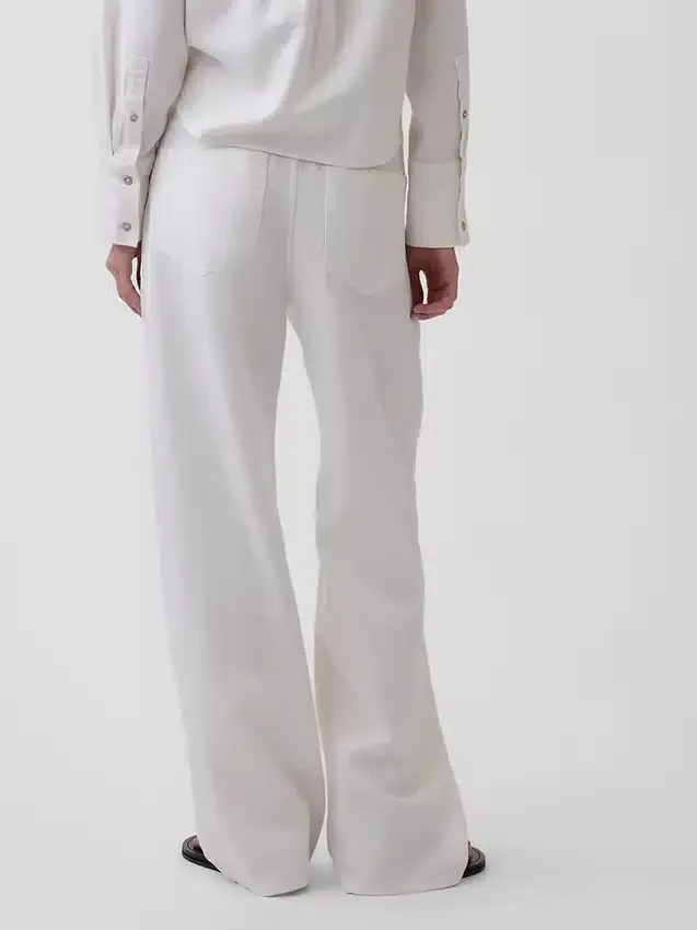 Pantalon large en lin et coton