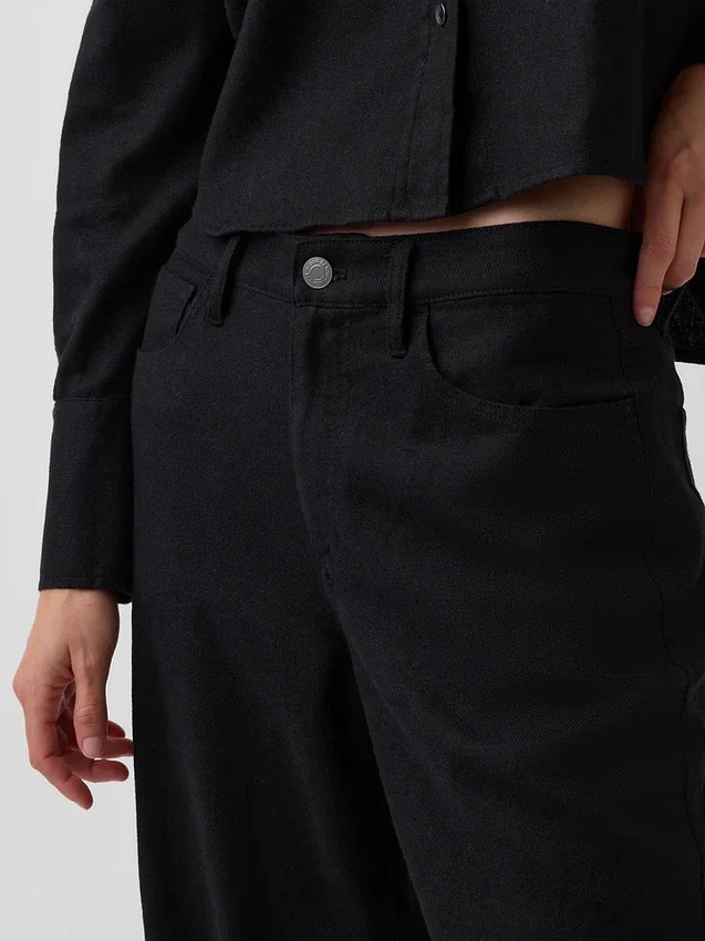 Pantalon large en lin et coton