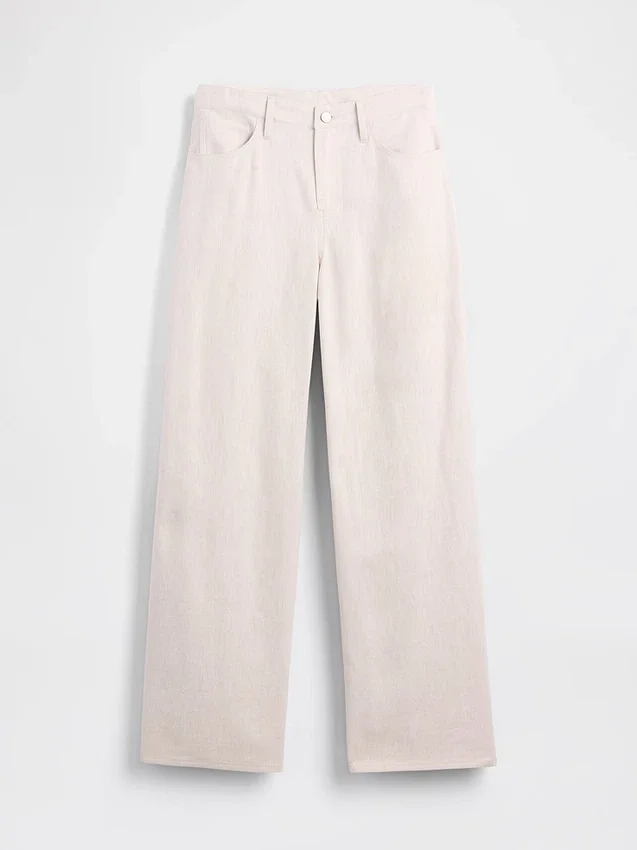 Pantalon large en lin et coton