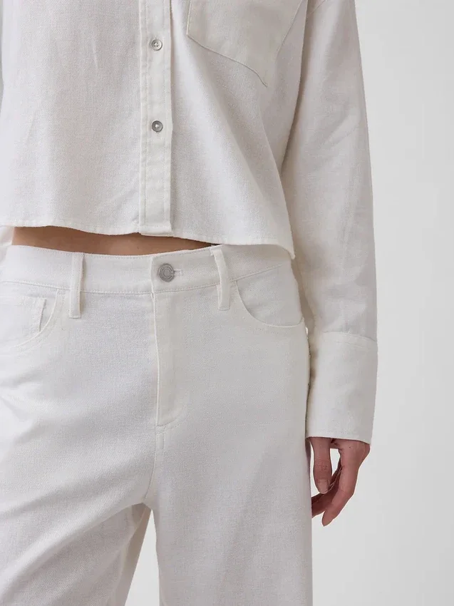 Pantalon large en lin et coton