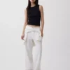 Pantalon large en lin et coton