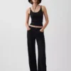 Pantalon large en lin et coton