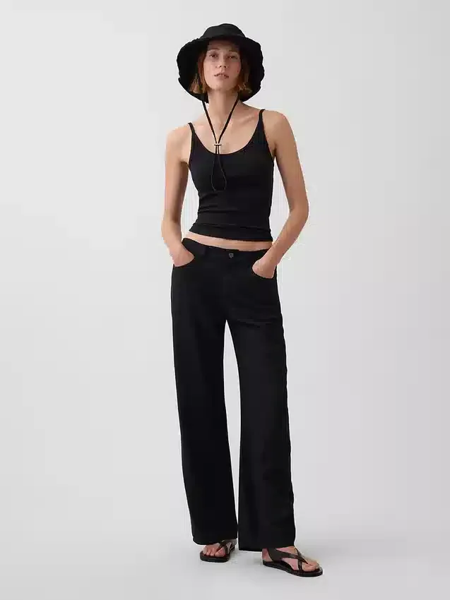 Pantalon large en lin et coton