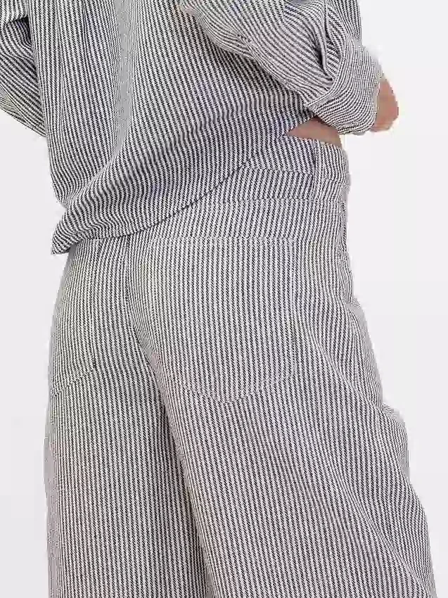 Pantalon large en lin et coton