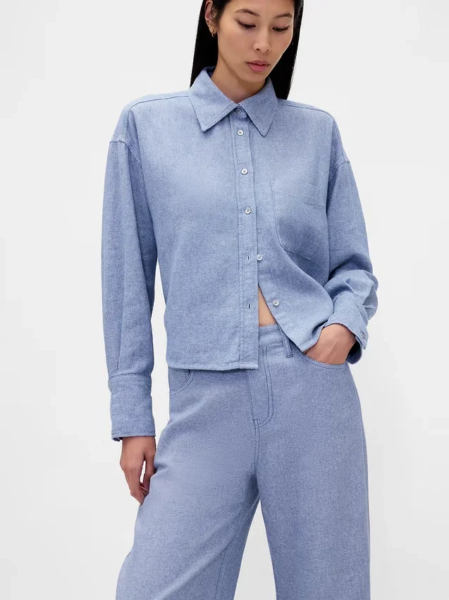 Pantalon large en lin et coton