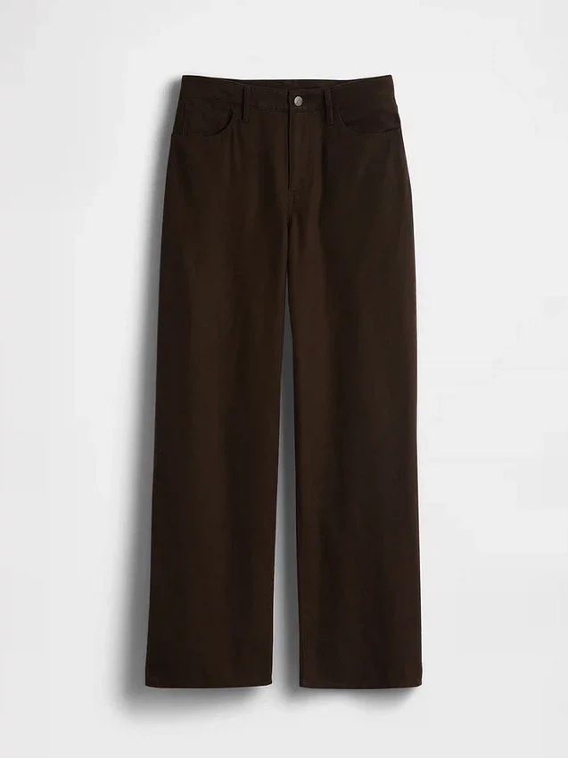 Pantalon large en lin et coton