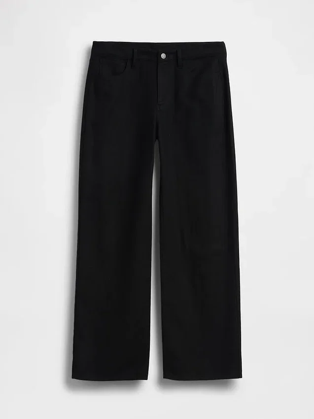 Pantalon large en lin et coton