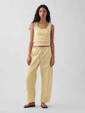 Pantalon large en popeline avec renforts aux genoux