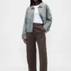 Pantalon large en popeline avec renforts aux genoux