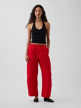 Pantalon large en popeline avec renforts aux genoux