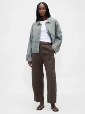 Pantalon large en popeline avec renforts aux genoux