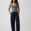Pantalon large en popeline avec renforts aux genoux