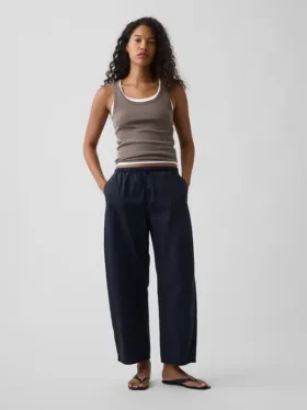 Pantalon large en popeline avec renforts aux genoux