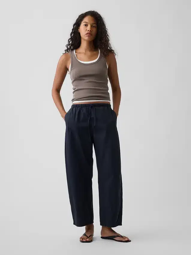Pantalon large en popeline avec renforts aux genoux