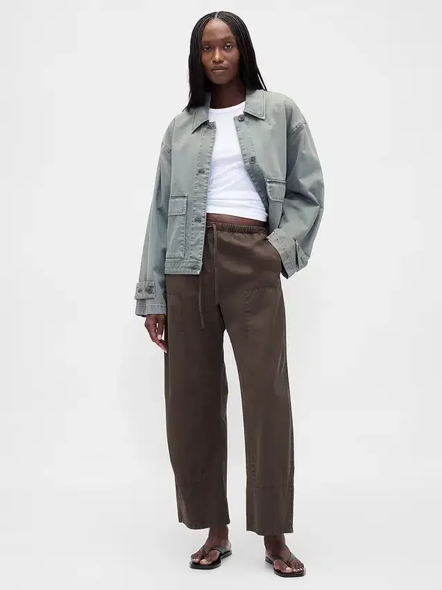 Pantalon large en popeline avec renforts aux genoux