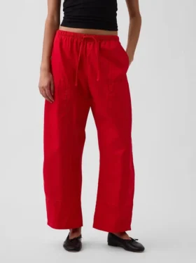 Pantalon large en popeline avec renforts aux genoux