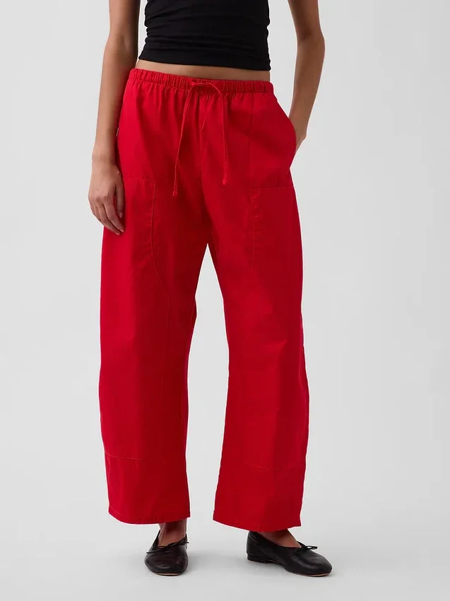 Pantalon large en popeline avec renforts aux genoux