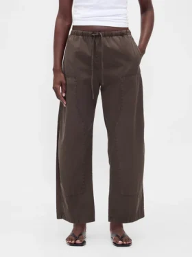 Pantalon large en popeline avec renforts aux genoux
