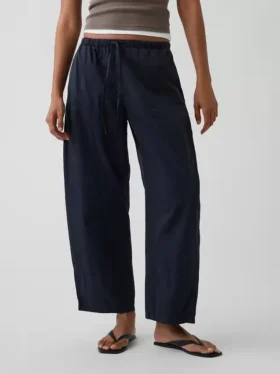 Pantalon large en popeline avec renforts aux genoux