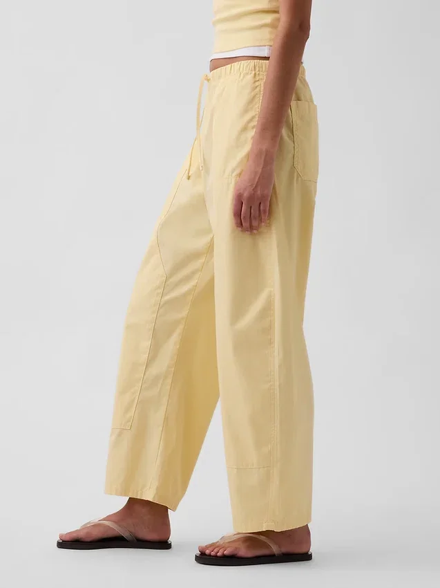Pantalon large en popeline avec renforts aux genoux