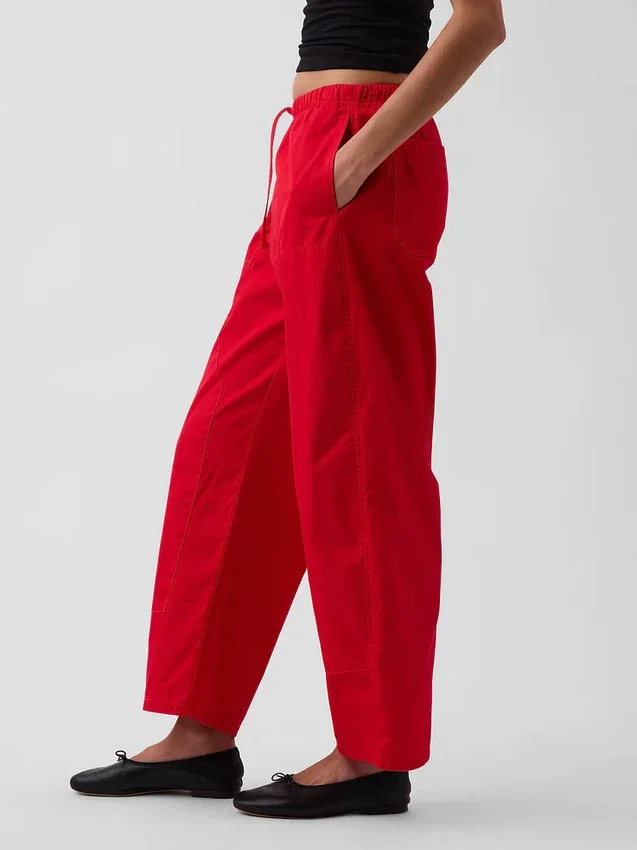 Pantalon large en popeline avec renforts aux genoux