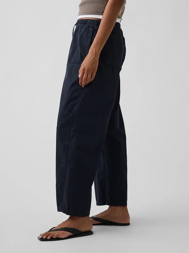 Pantalon large en popeline avec renforts aux genoux