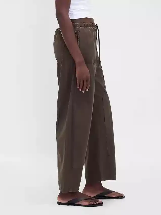 Pantalon large en popeline avec renforts aux genoux