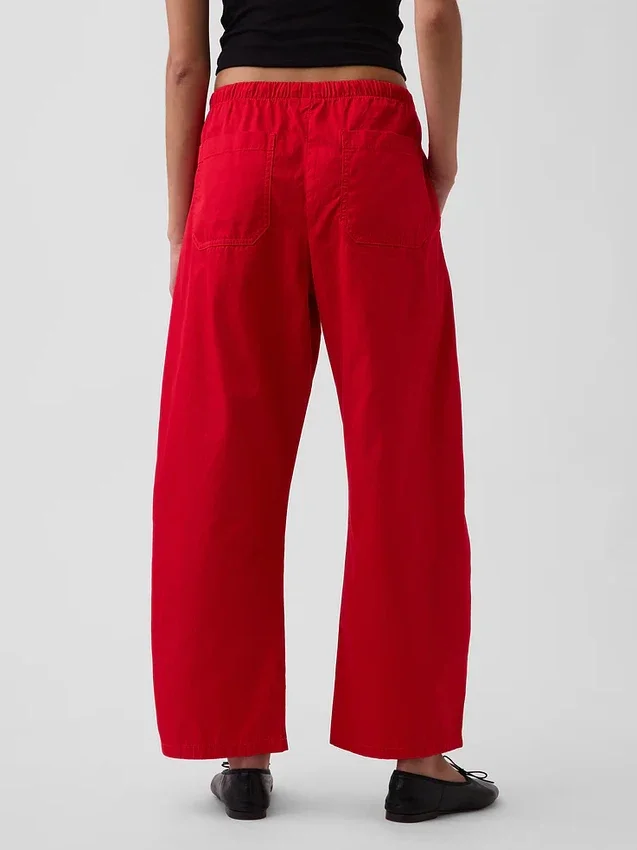 Pantalon large en popeline avec renforts aux genoux