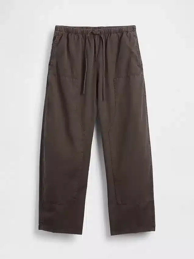 Pantalon large en popeline avec renforts aux genoux