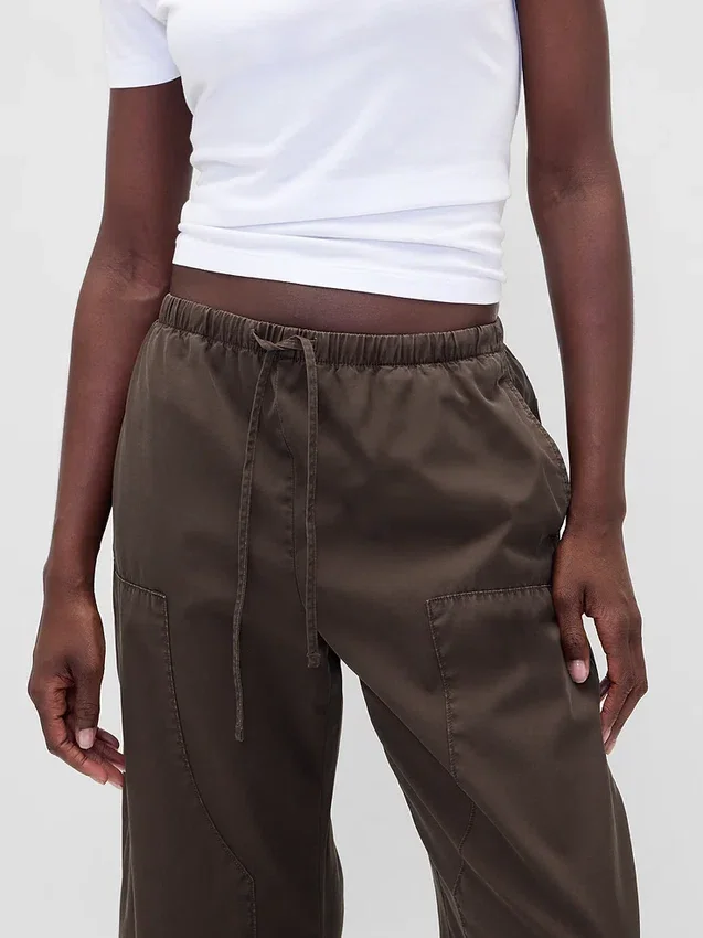 Pantalon large en popeline avec renforts aux genoux