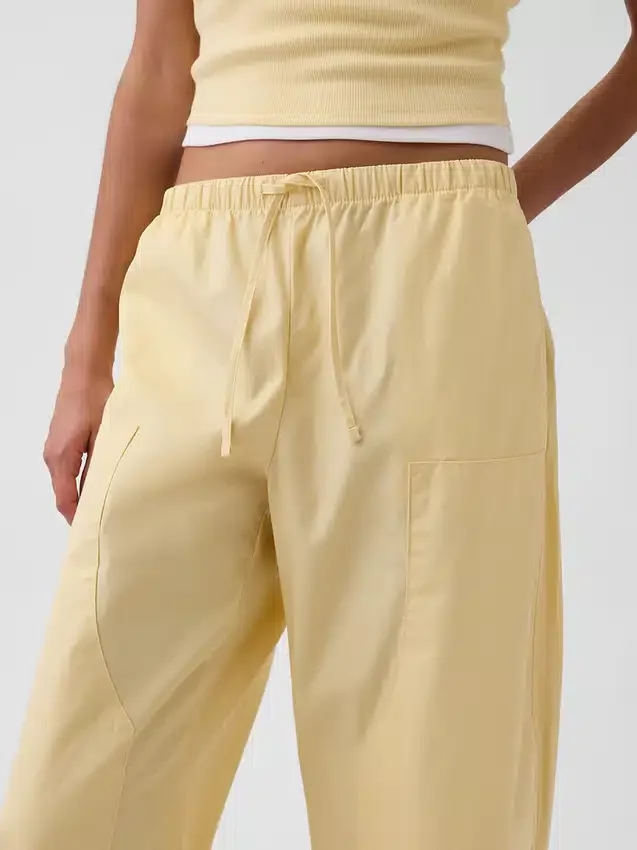 Pantalon large en popeline avec renforts aux genoux