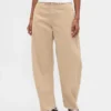 Pantalon large en velours côtelé à taille haute