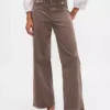 Pantalon large en velours côtelé à taille haute