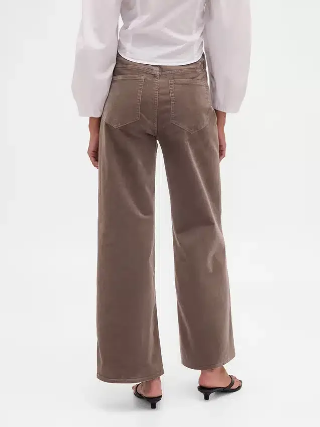 Pantalon large en velours côtelé à taille haute