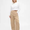 Pantalon large en velours côtelé à taille haute