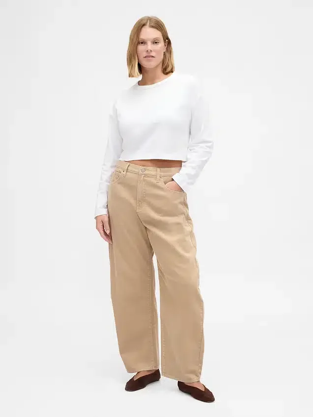 Pantalon large en velours côtelé à taille haute