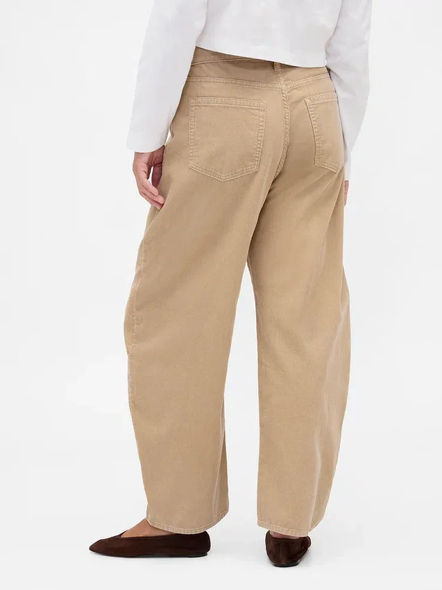 Pantalon large en velours côtelé à taille haute
