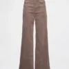 Pantalon large en velours côtelé à taille haute