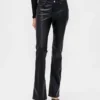 Pantalon long et ajusté en cuir vegan recyclé, taille basse