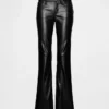 Pantalon long et ajusté en cuir vegan recyclé, taille basse