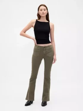 Pantalon long et ajusté en sergé à taille basse