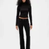 Pantalon long et ajusté en velours côtelé à taille basse