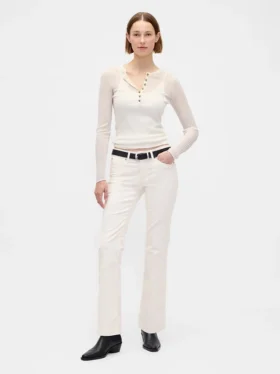 Pantalon long et ajusté en velours côtelé à taille basse
