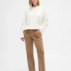 Pantalon long et ajusté en velours côtelé à taille basse