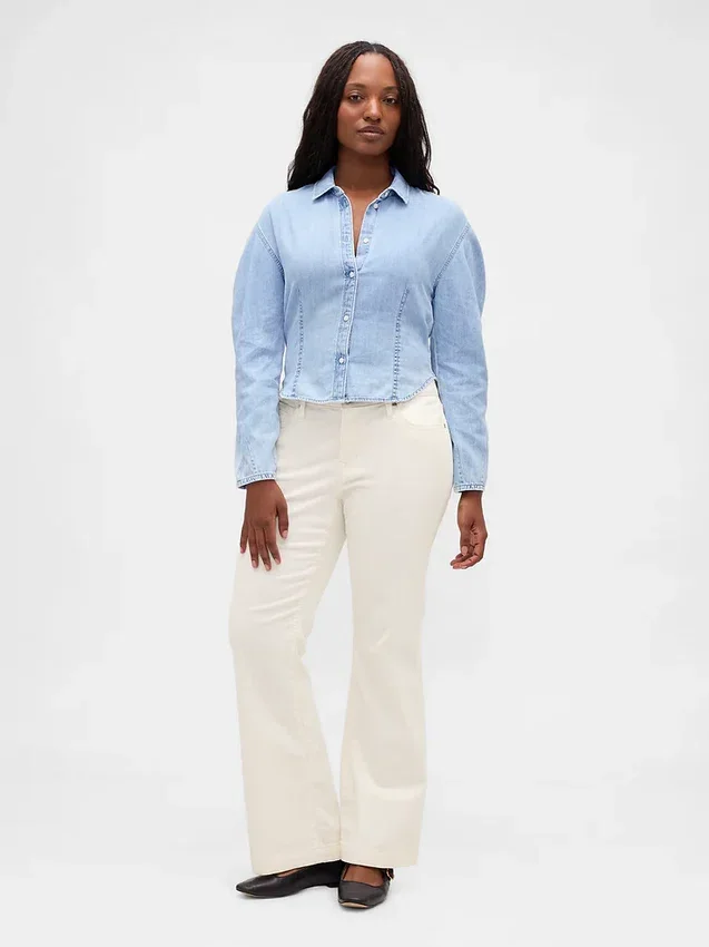 Pantalon long et ajusté en velours côtelé à taille basse