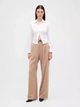 Pantalon à plis en sergé brossé 365 à taille haute