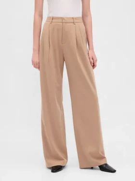Pantalon à plis en sergé brossé 365 à taille haute