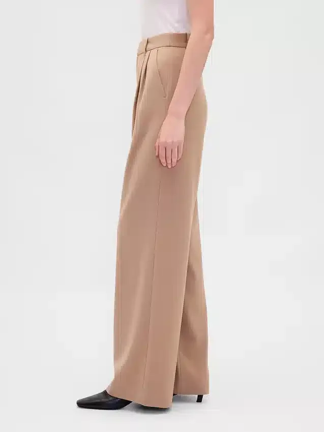 Pantalon à plis en sergé brossé 365 à taille haute