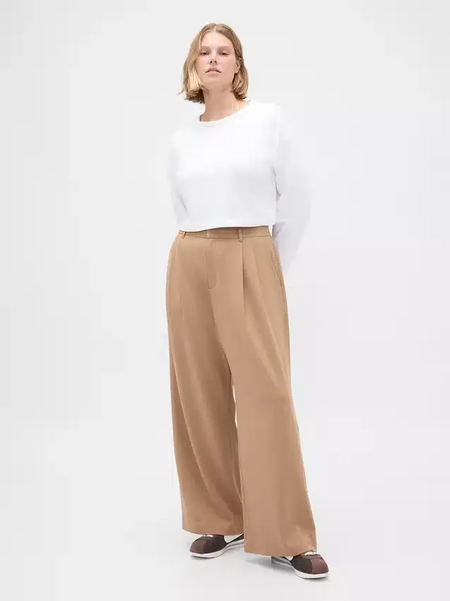 Pantalon à plis en sergé brossé 365 à taille haute
