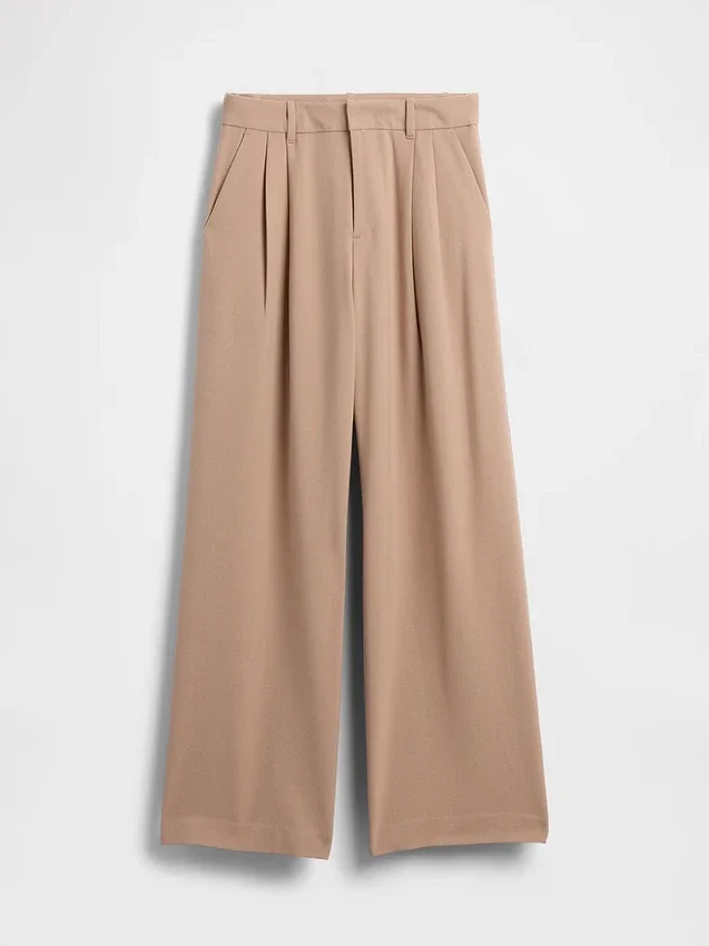 Pantalon à plis en sergé brossé 365 à taille haute